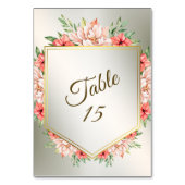 ウェディングパーティピーチオレンジフローラゴールデン素朴 テーブルナンバー (裏面)