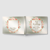 ウェディングパーティピーチオレンジフローラブロンズ素朴 ゲストブック (全面)