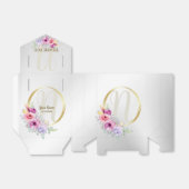 ウェディングパーティモノグラムカラフルピンクフローラゴールデン フェイバーボックス (折り畳みなし)