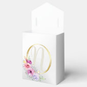 ウェディングパーティモノグラムカラフルピンクフローラゴールデン フェイバーボックス (オープン)