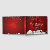 ウェディングパーティレッドホワイトモダンフローラ ゲストブック (全面)