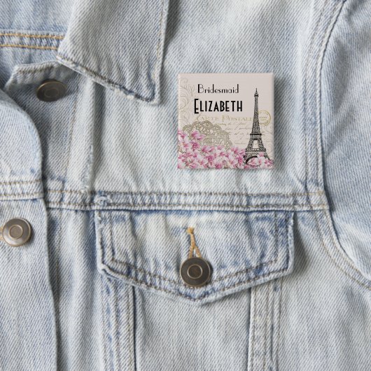 ウェディングパーティヴィンテージエッフェルタワー 缶バッジ (インサイチュ)