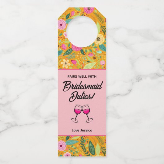 ウェディングパーティーのお役目にぴったり ワインボトル ボトルネックタグ (正面)