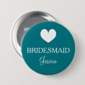 ウェディングパーティーのためのアクアマリンの花嫁バッジ 缶バッジ (正面&裏面)