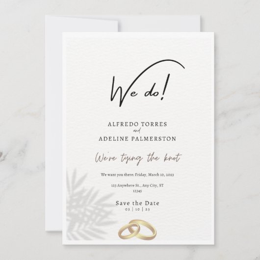 ウェディングパーティーのためのカードを作成します。ダウンロードは即時対応です。 招待状 (正面)