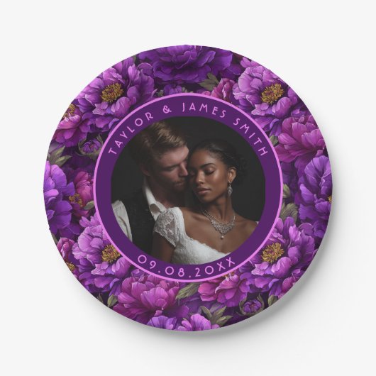 ウェディングパーティーのための美しい牡丹プレート ペーパープレート (正面)