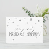 ウェディングパーティーのための 白＆シルバー グリッタードット カード (スタンド正面)