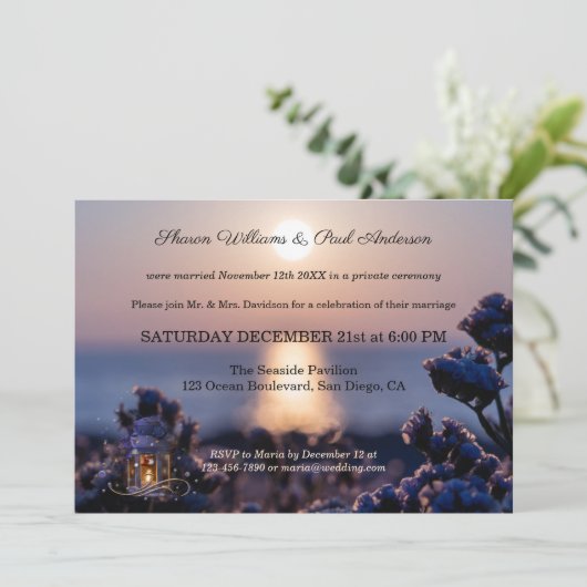 ウェディングパーティーのカスタムフォト 海岸のウェディング後の招待状 招待状 (スタンド正面)