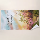 ウェディングパーティーのギフト - 花嫁の介添え人 名前入り ビーチタオル (正面)