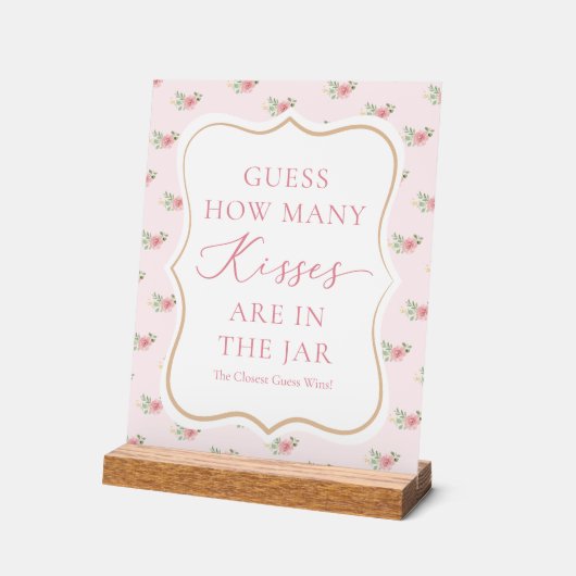 ウェディングパーティーのゲストがキスの数を当てよう! アクリルサイン (傾斜)