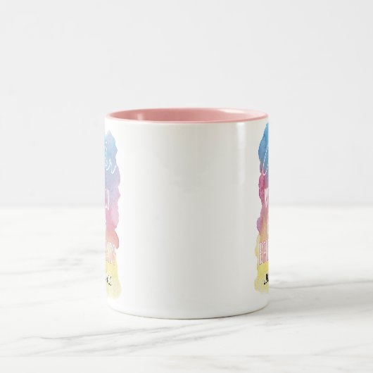 ウェディングパーティーの仲間になってくれる？　ウォーターカラーのマグカップ ツートーンマグカップ (中央)
