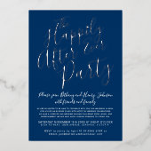 ウェディングパーティーの後ずっと白いシルバーブルー 箔招待状 (正面)