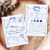 ウェディングパーティーへのお願いカードのテンプレート、手描きのウィル 招待状