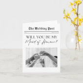 ウェディングパーティーへの招待カード（英国版） , Maid of Honour Proposal  カード (黄色い花)