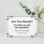 ウェディングパーティーへの招待 ヴィンテージスタイル 準備はいい？ 招待状 (スタンド正面)