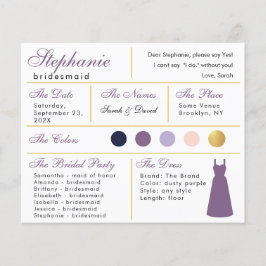 ウェディングパーティーインフォメーションカード - ダスティパープルゴールド