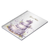 ウェディングパーティーケーキラベンダーエレガントフローラ ノートブック (左側)