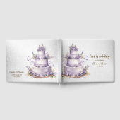 ウェディングパーティーケーキラベンダーフローラ水彩 ゲストブック (全面)