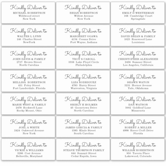 ウェディングパーティーゲスト住所 シールステッカー シール (正面)