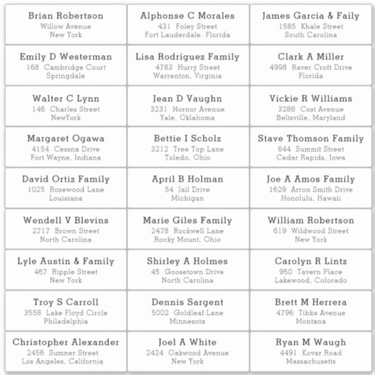 ウェディングパーティーゲスト住所 シールステッカー シール (正面)