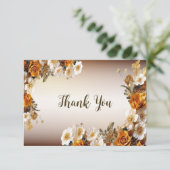 ウェディングパーティーゴールデンオレンジ白素朴花 サンキューカード (スタンド正面)