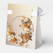 ウェディングパーティーゴールデンオレンジ白素朴花 フェイバーボックス (裏面サイド)