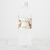 ウェディングパーティーゴールデンオレンジ白素朴花 ペットボトルラベル (正面)