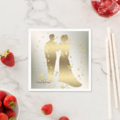 ウェディングパーティーゴールデン新郎新婦ヴィンテージ スタンダードカクテルナプキン (インサイチュ)