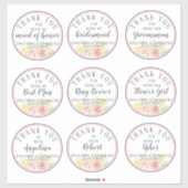 ウェディングパーティーサンキューユニ個々バラ花 シール (シート)