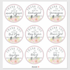 ウェディングパーティーサンキューユニ個々バラ花 シール