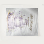 ウェディングパーティーシルバーグリッタースパークルエレガント タペストリー (正面(横))