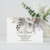 ウェディングパーティーシルバーゴールデンホワイトローズフラワー エンクロージャーカード (スタンド正面)
