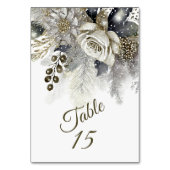ウェディングパーティーシルバーゴールデンホワイトローズフラワー テーブルナンバー (正面)