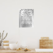 ウェディングパーティーシルバーハートグレイエレガントブラック ポスター (キッチン)