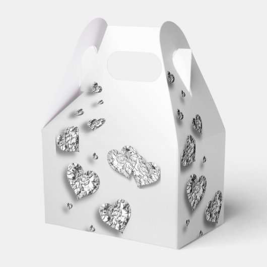 ウェディングパーティーシルバーハートグレイエレガント フェイバーボックス (裏面サイド)