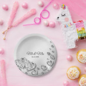 ウェディングパーティーシルバーハートグレイエレガント ペーパープレート (パーティー)