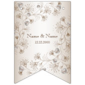 ウェディングパーティータンフローラハートベージュエレガント バンティングフラッグ (第1の旗)