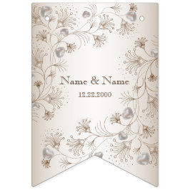 ウェディングパーティータンフローラハートベージュエレガント バンティングフラッグ