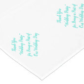 ウェディングパーティーテーブルターコイズホワイトタイポグラフィ ロングテーブルランナー (コーナー)