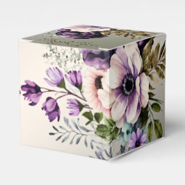 ウェディングパーティーパープルピンクの花が金色にエレガントなる フェイバーボックス