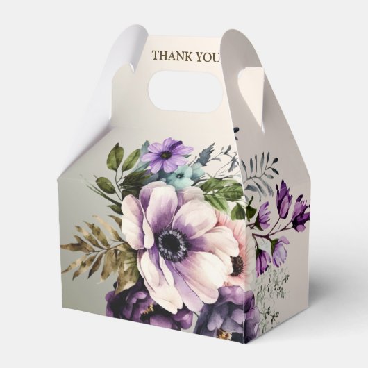 ウェディングパーティーパープルピンクの花が金色にエレガントなる フェイバーボックス (裏面サイド)