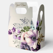 ウェディングパーティーパープルピンクの花が金色にエレガントなる フェイバーボックス (オープン)