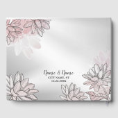 ウェディングパーティーピンク白い花水色シルバー ゲストブック (裏面)