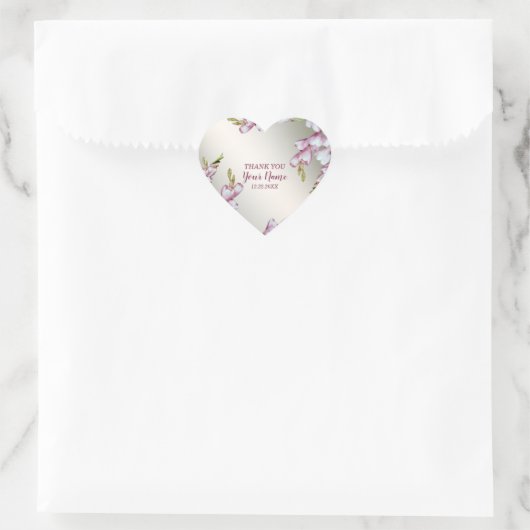 ウェディングパーティーピンク白素朴花エレガント ハートシール (バッグ)