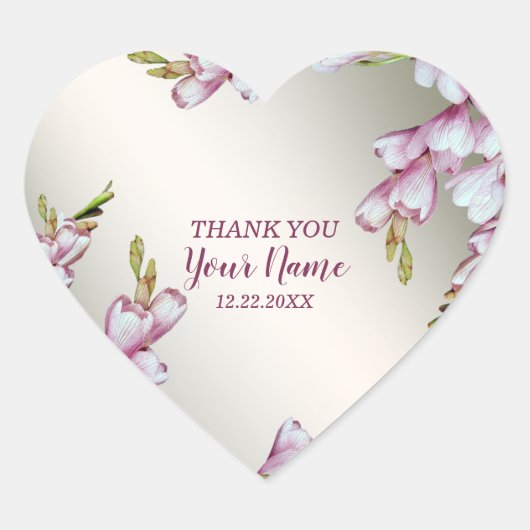 ウェディングパーティーピンク白素朴花エレガント ハートシール (正面)