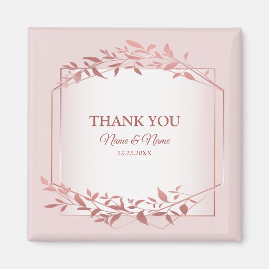 ウェディングパーティーピーチ葉ピンクモダン マグネット (正面)