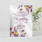 ウェディングパーティーフローラピンクパープルシルバーエレガント 招待状 (スタンド正面)