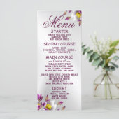 ウェディングパーティーフローラピンクパープルシルバーディナー メニュー (スタンド正面)