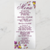 ウェディングパーティーフローラピンクパープルシルバーディナー メニュー (正面)