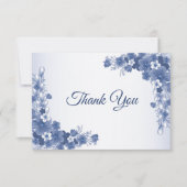 ウェディングパーティーフローラブルーグレーホワイト素朴 サンキューカード (正面)